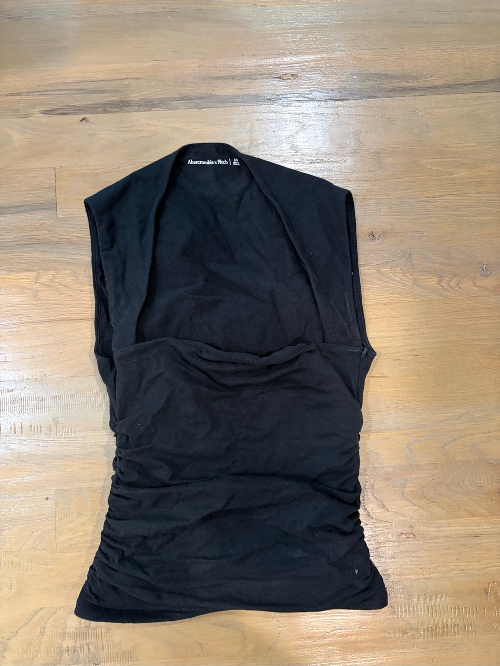 Abercrombie & Fitch Black Ruched Sleeveless Tank Top
